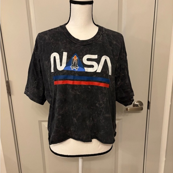 NASA grey acid wash logo cropped tee size XL - Picture 1 of 10